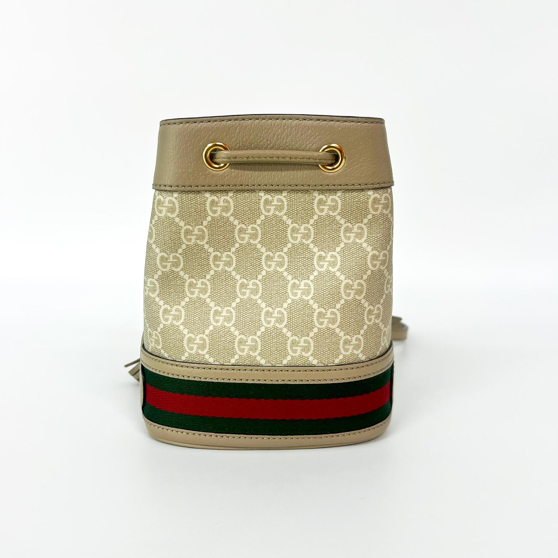Gucci Ophidia Bucket Bag Jumbo GG Canvas with Leather, Beige, Leather, Handbag