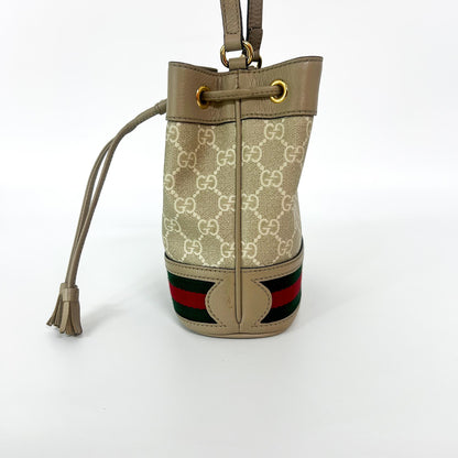 Gucci Ophidia Bucket Bag Jumbo GG Canvas with Leather, Beige, Leather, Handbag