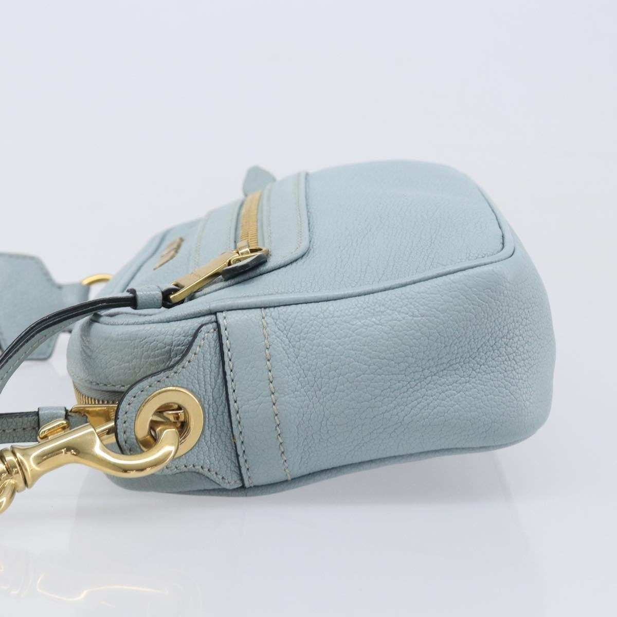 Miu Miu Madras Zip Pocket Leather, Blue, Leather, Crossbody Bag