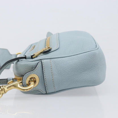 Miu Miu Madras Zip Pocket Leather, Blue, Leather, Crossbody Bag