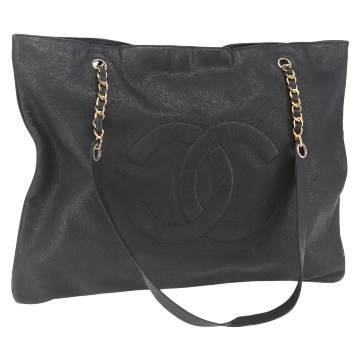 Chanel Grand Shopping Tote Quilted Calfskin, BLACK, LEATHER, Shoulder bag