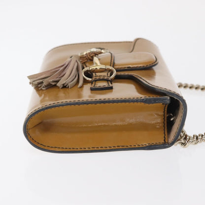 Gucci Emily Chain Flap Patent, Beige, Patent Leather, Shoulder Bag