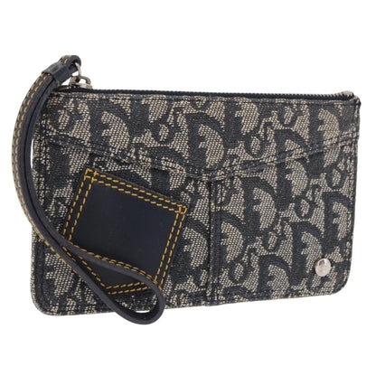 Christian Dior A5 Pouch Oblique Canvas, Navy, Canvas, Clutch