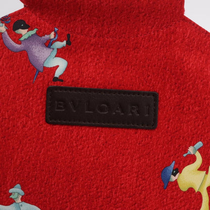 Bvlgari Handbag Canvas, Red, Silk, Handbag