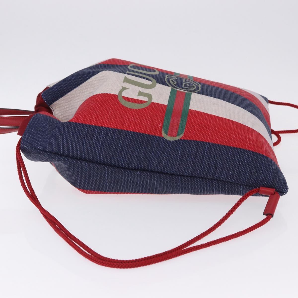 Gucci Logo Drawstring Striped Canvas, Multicolour, Canvas, Backpack