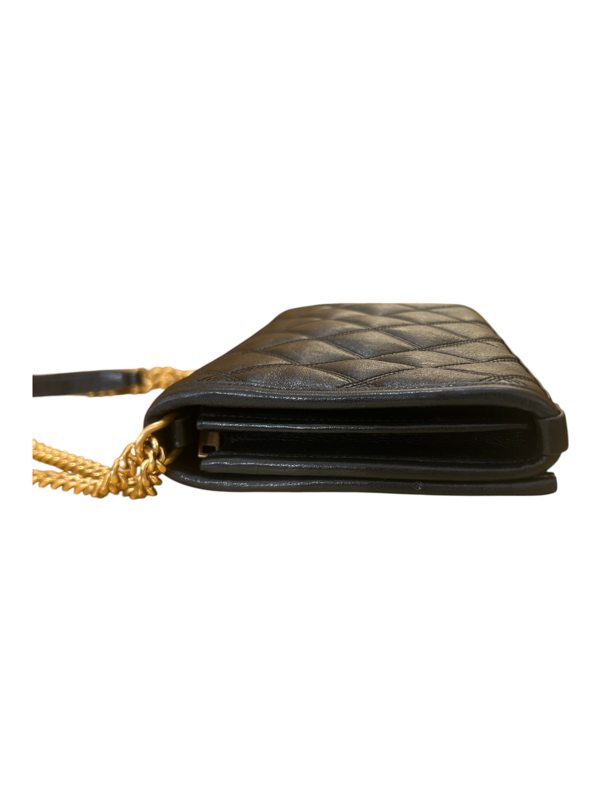 Saint Laurent Becky Chain Quilted Leather, Black, Leather, Handbag