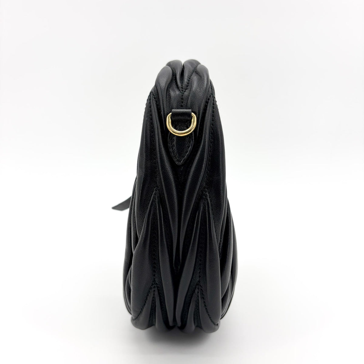 Miu Miu Wander Hobo Matelasse Leather, Black, Leather, Shoulder Bag