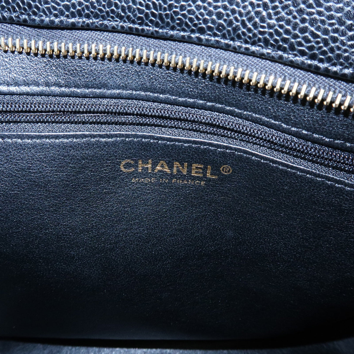 Chanel Medallion Quilted Caviar, Black, Leather, Tote Bag