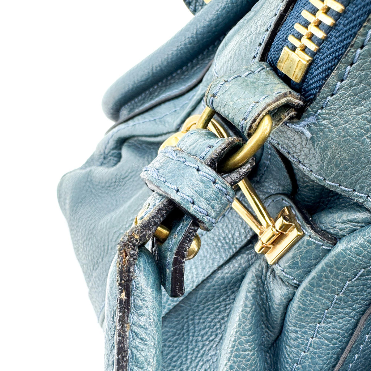 Chloe Paraty Quilted Leather, Blue, Leather, Handbag