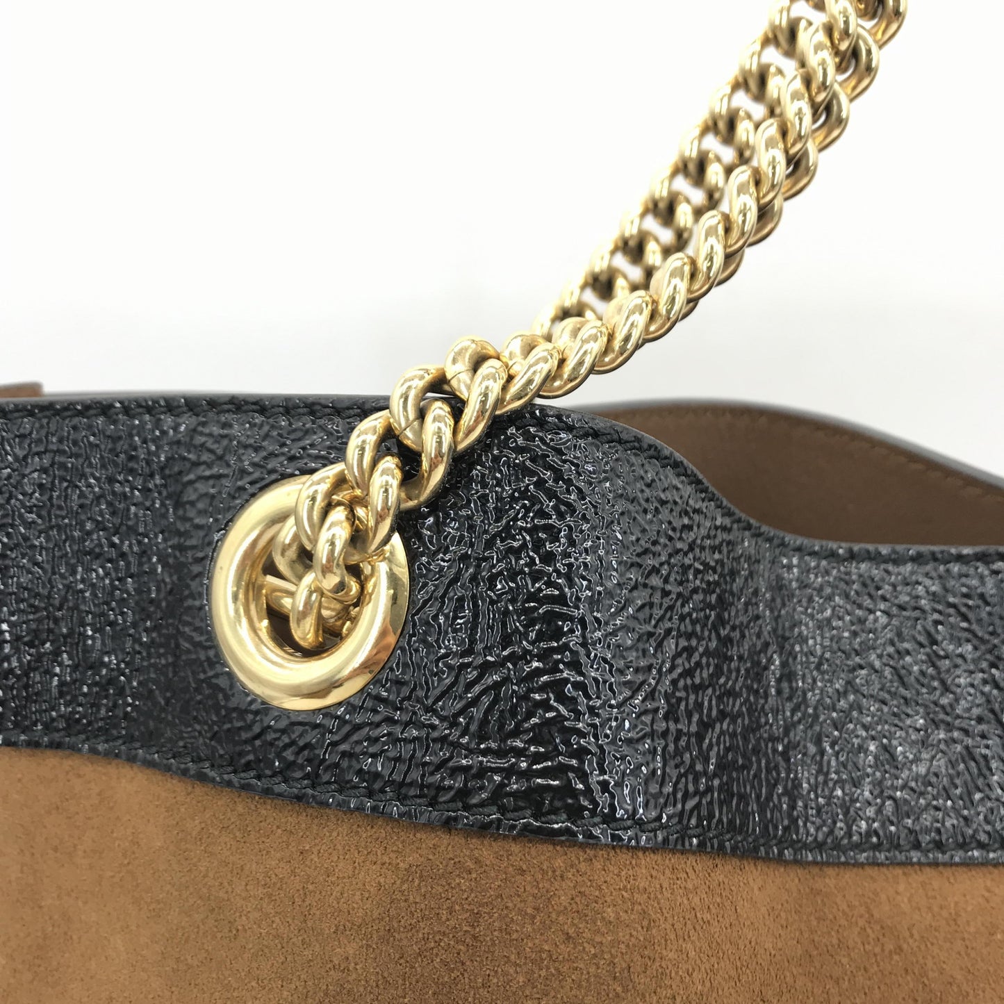 Gucci Rajah Chain Tote Suede, Brown, Suede, Tote Bag