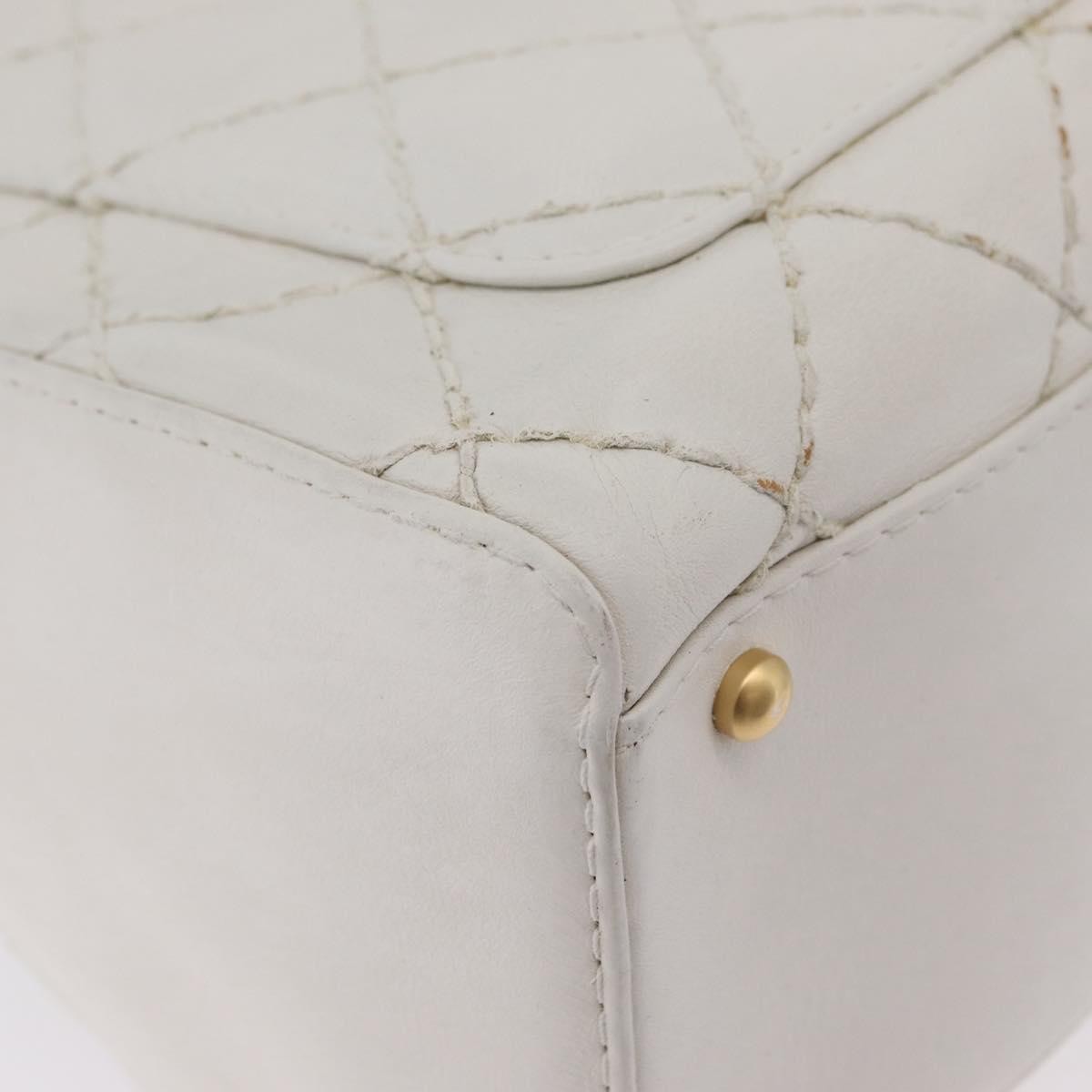 Chanel Vintage CC Zip Around Bowler Quilted Caviar, White, Leather, Handbag