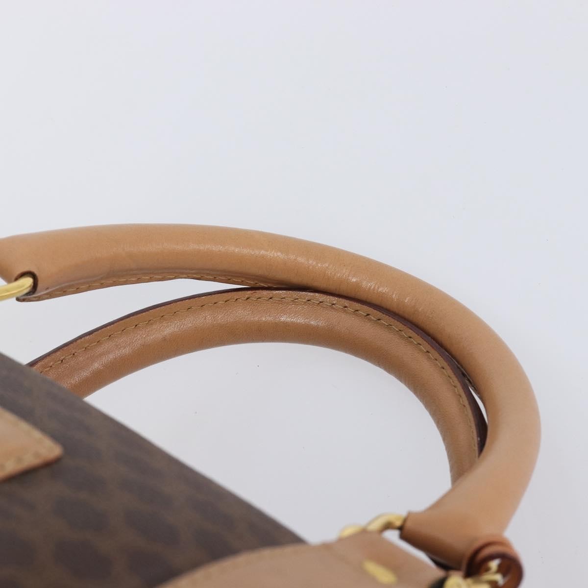 Celine Vintage Duffle Macadam Coated Canvas, Brown, PVC, Handbag