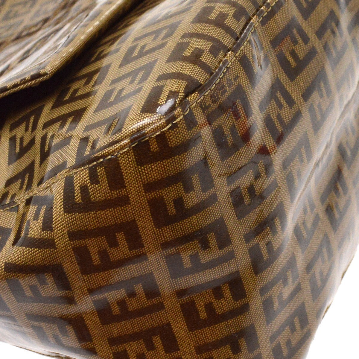 Fendi Handbag Cuir, Brown, Canvas, Handbag