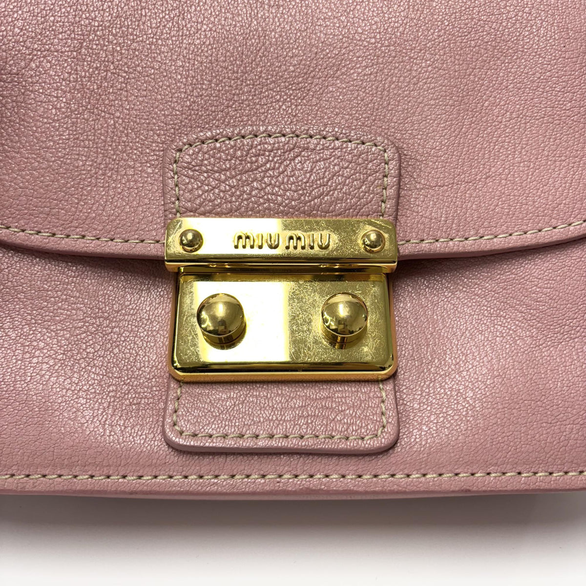Miu Miu Crossbody Bag Studded Leather, Pink, Leather, Crossbody Bag