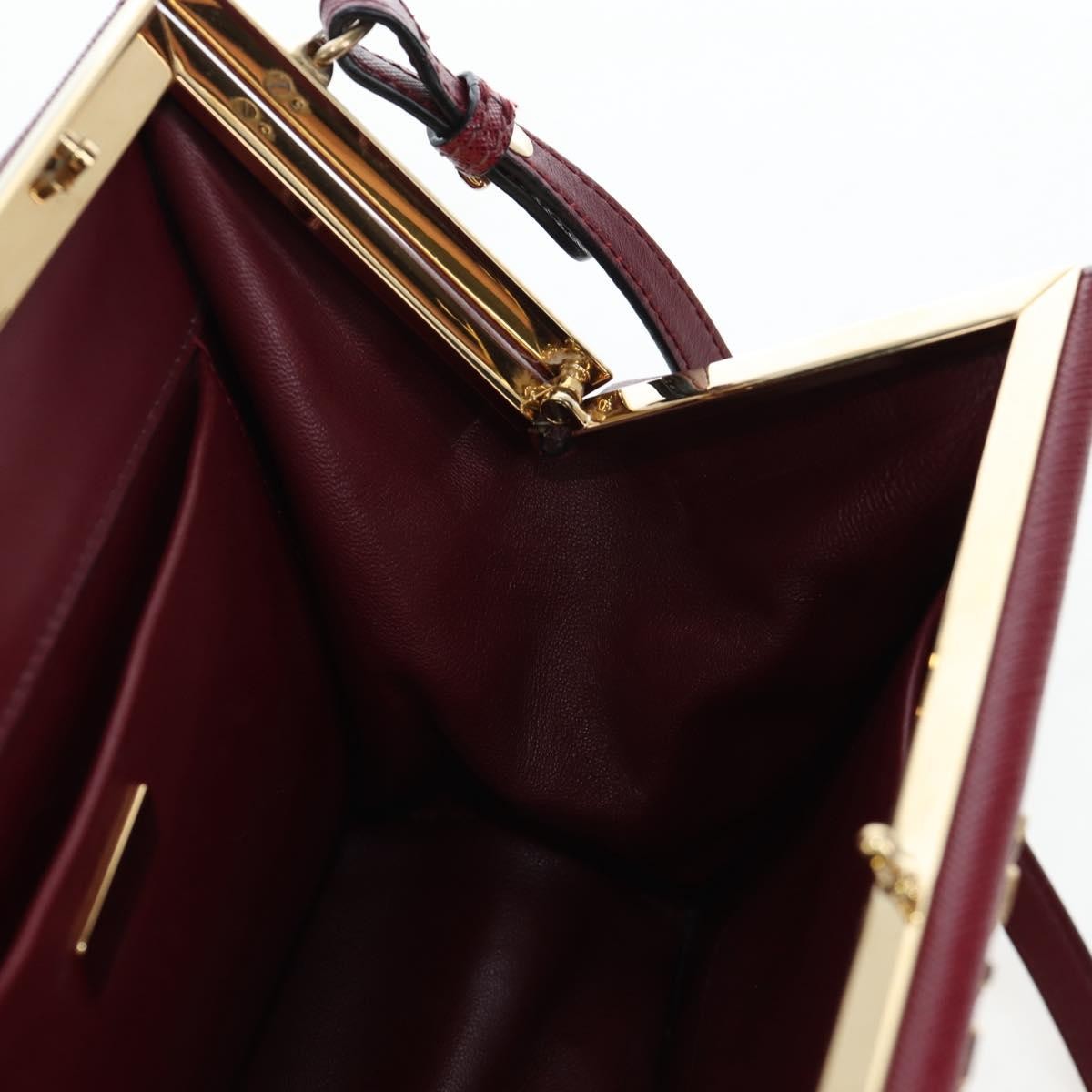 Prada Idol Studded Fringe Saffiano Leather, Burgundy, Leather, Shoulder Bag