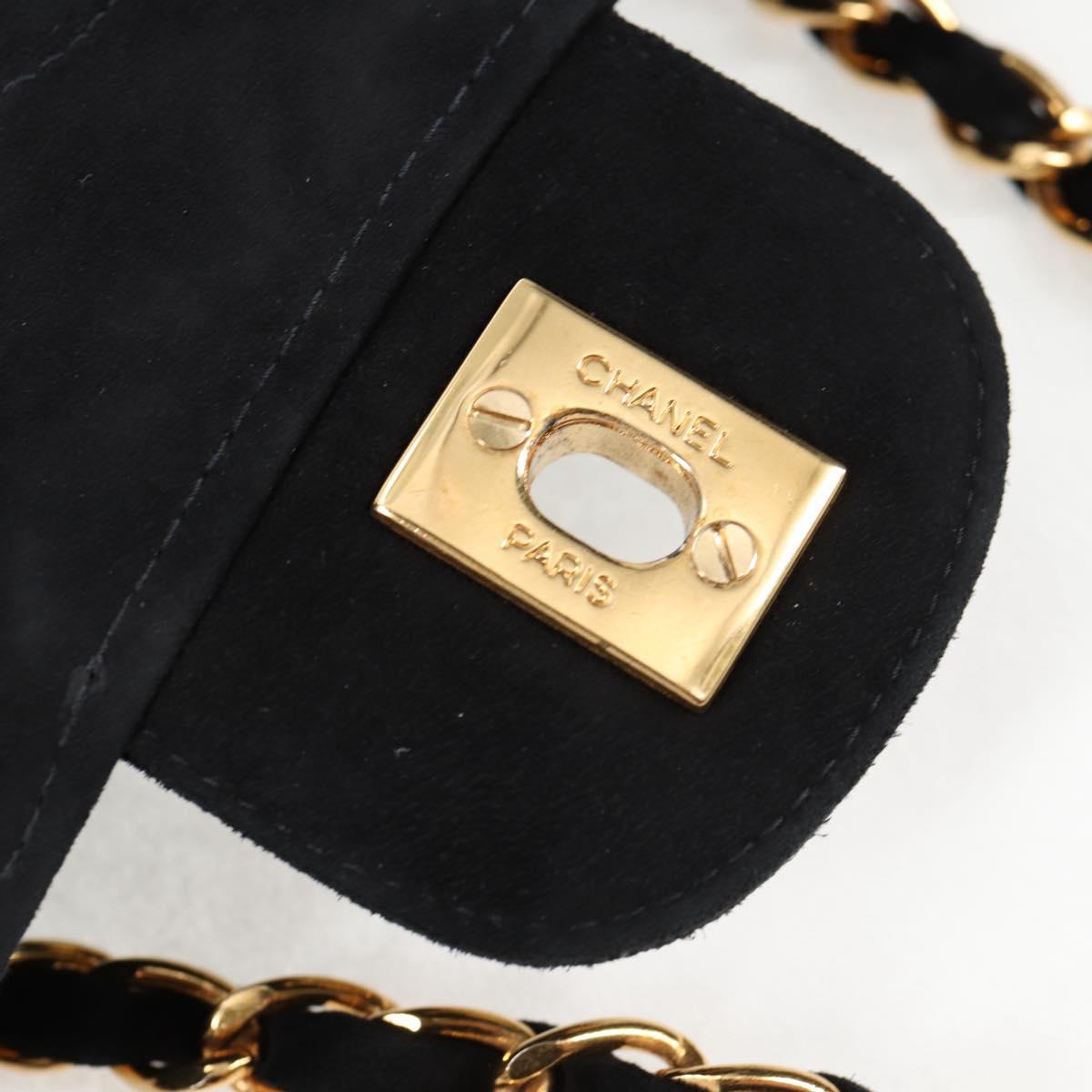 Chanel Vintage Classic Double Flap Bag Quilted Suede, BLACK, SUEDE, Handbag