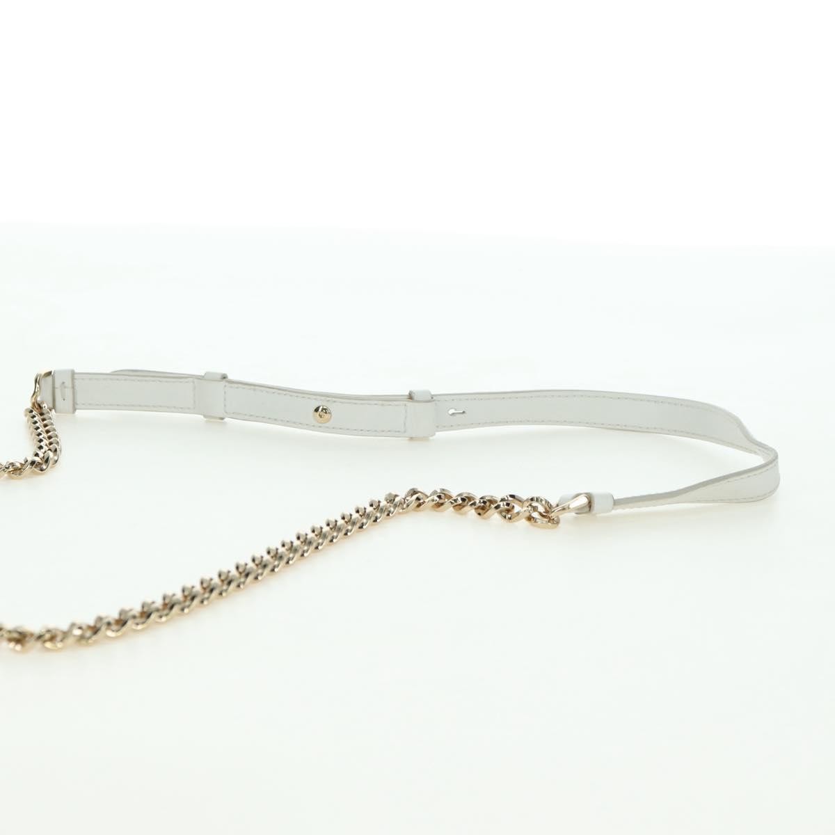 Salvatore Ferragamo Vala Chain Leather, White, Leather, Shoulder Bag