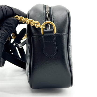 Gucci GG Marmont Chain Matelasse Leather, Black, Leather, Crossbody Bag