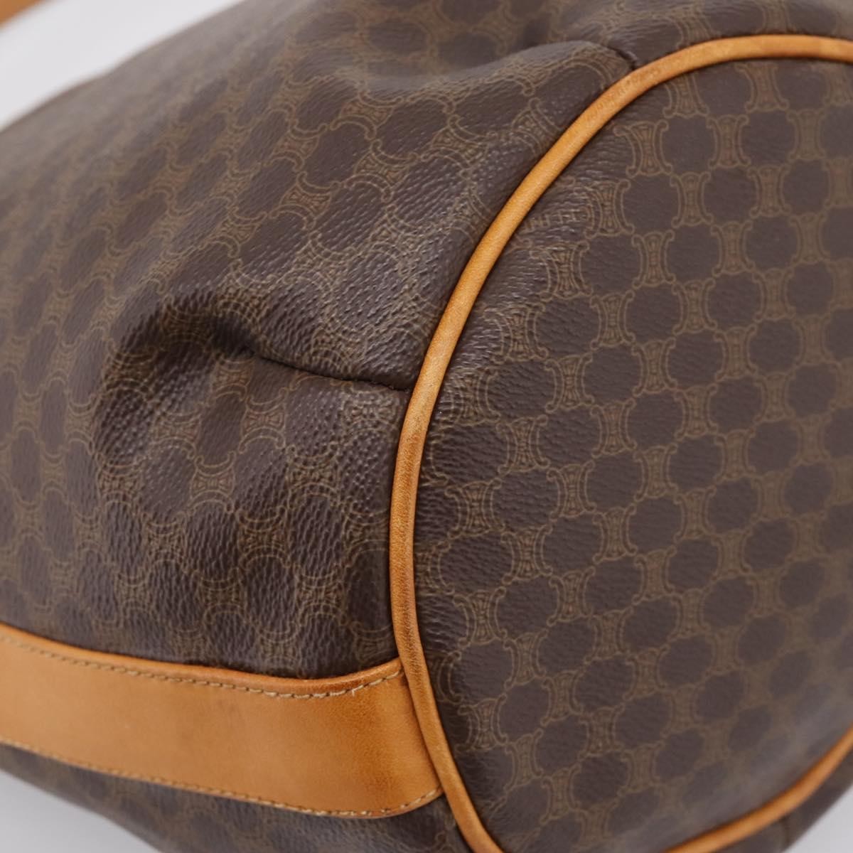 Celine Vintage Macadam Canvas and Leather, Brown, Canvas, Shoulder Bag
