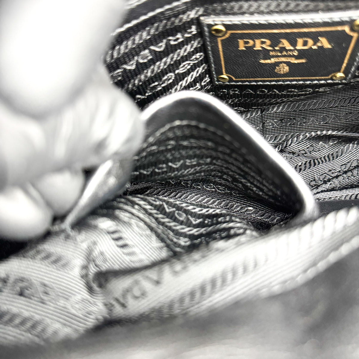 Prada Gaufre Nappa Leather, Black, Nylon, Tote Bag