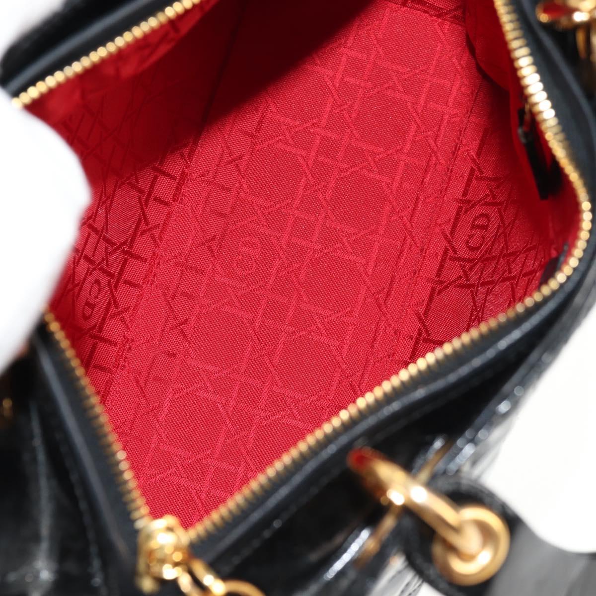 Christian Dior Lady Dior Bag Patent, BLACK, PATENT_LEATHER, Handbag