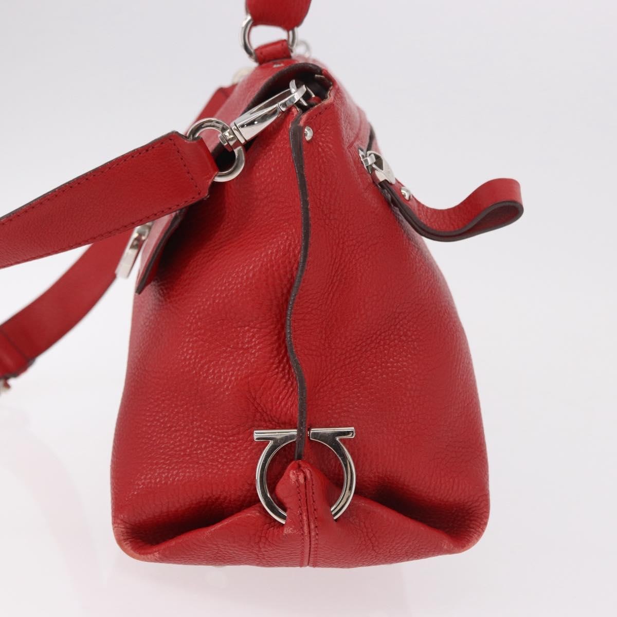 Salvatore Ferragamo Sofia Satchel Grainy Leather, Red, Leather, Handbag