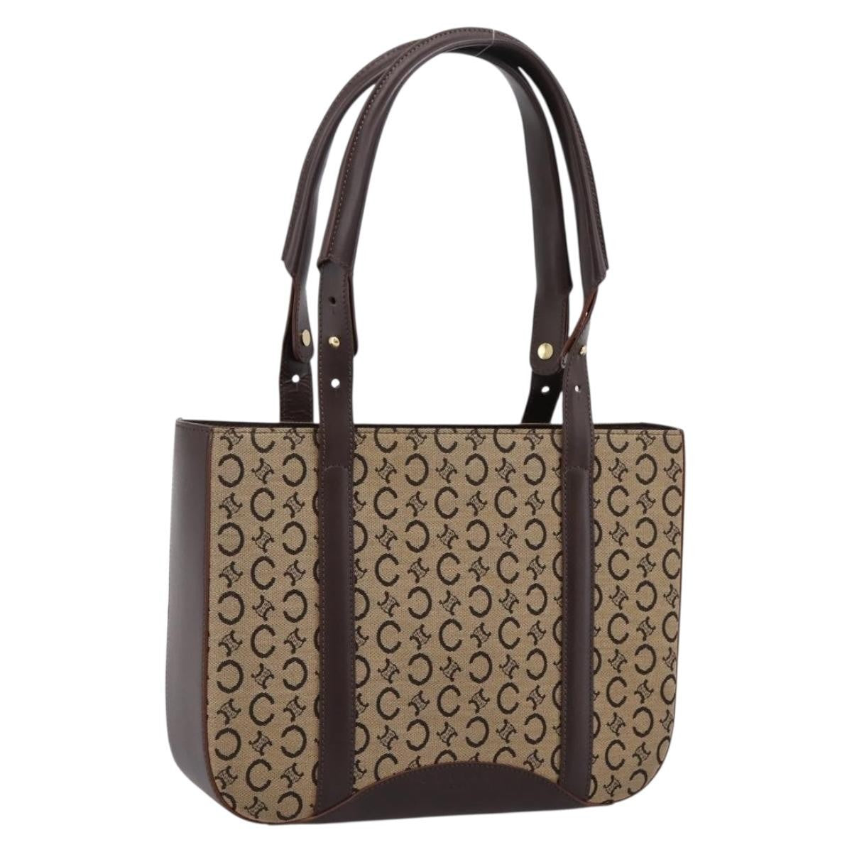 Celine C Macadam Canvas and Leather, Beige, Canvas, Tote Bag