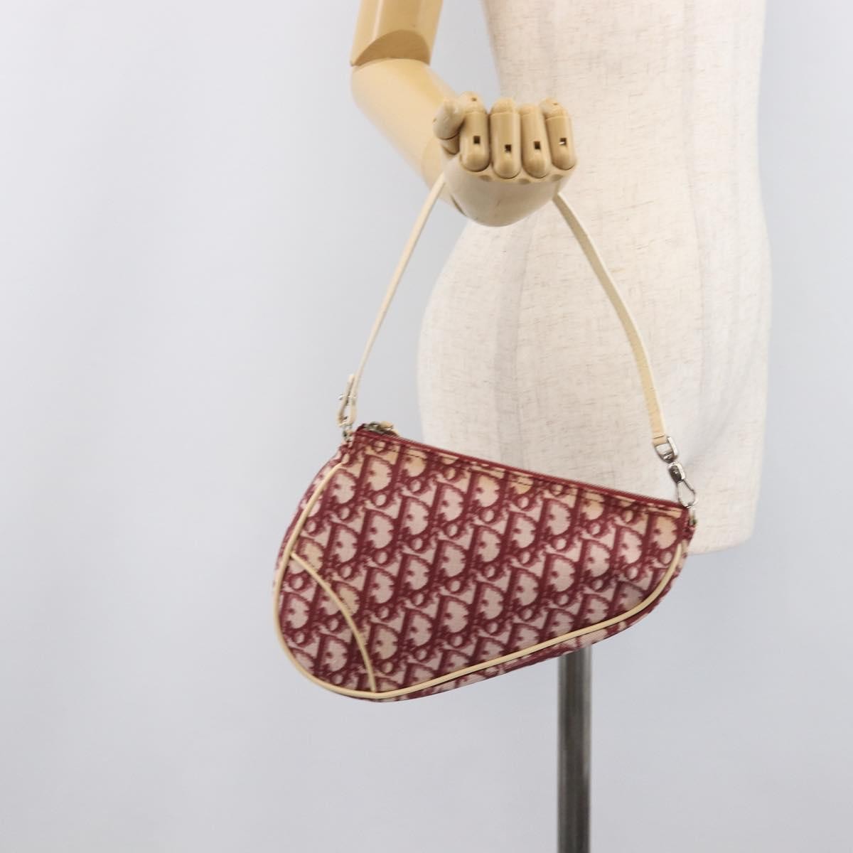 Christian Dior Vintage Saddle Bag Canvas, Red, Canvas, Clutch