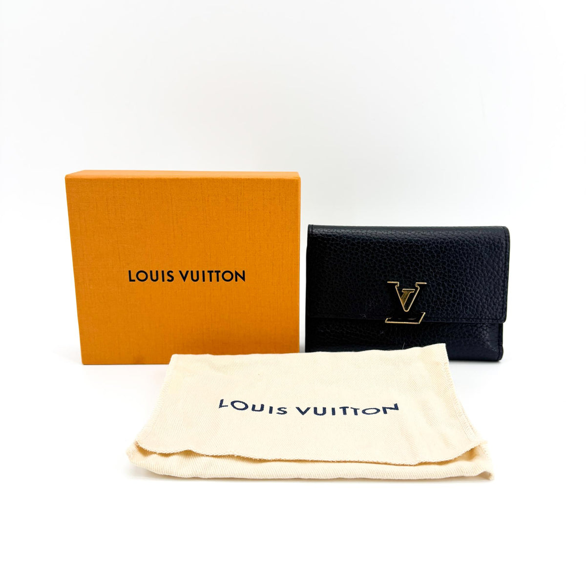 Louis Vuitton Capucines Taurillon Leather, Black, Leather, Wallet