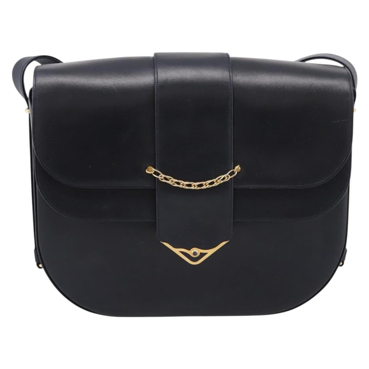 Cartier Sapphire Line Leather, Black, Leather, Shoulder Bag