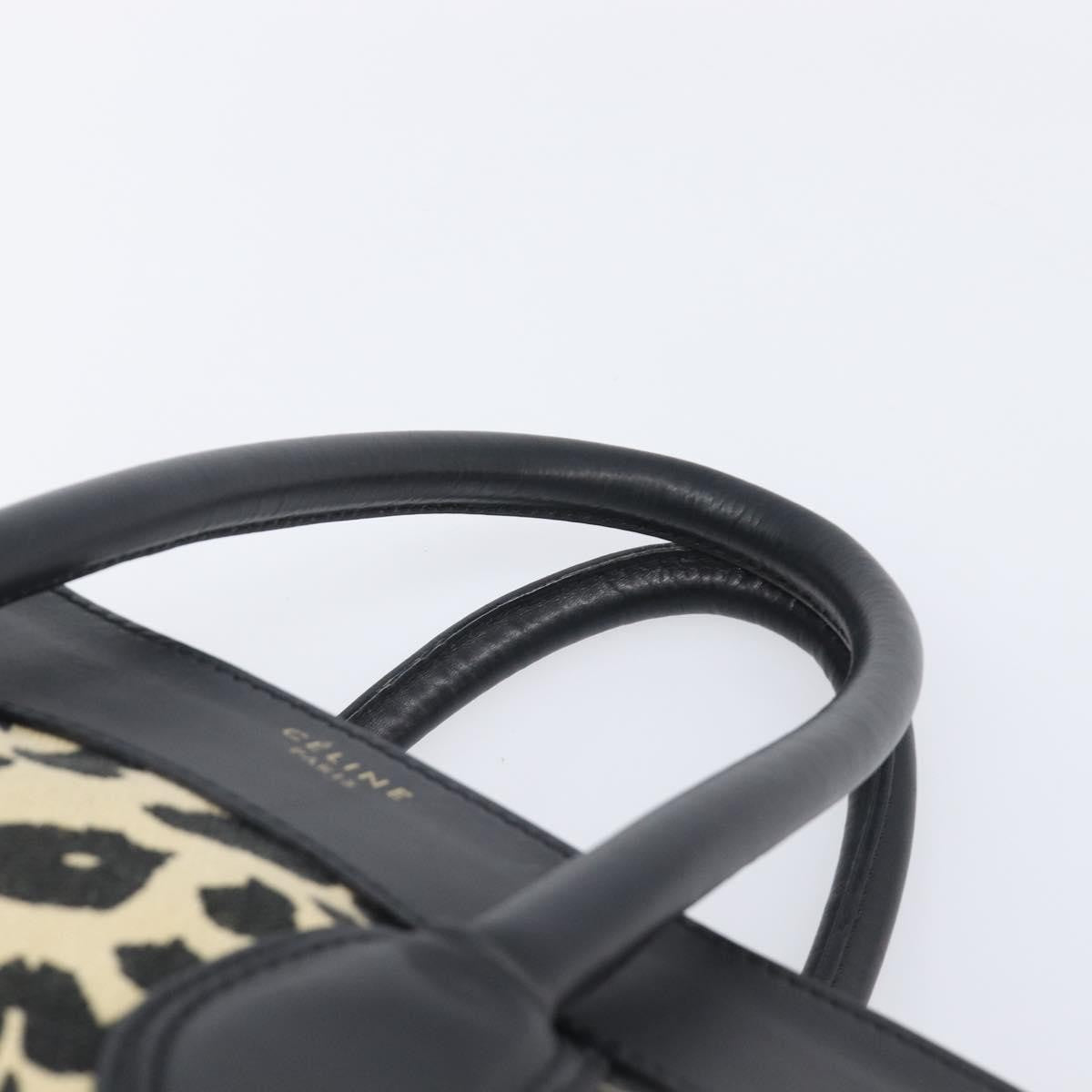 Celine Luggage Printed Canvas and Leather, Black, Leather, Handbag