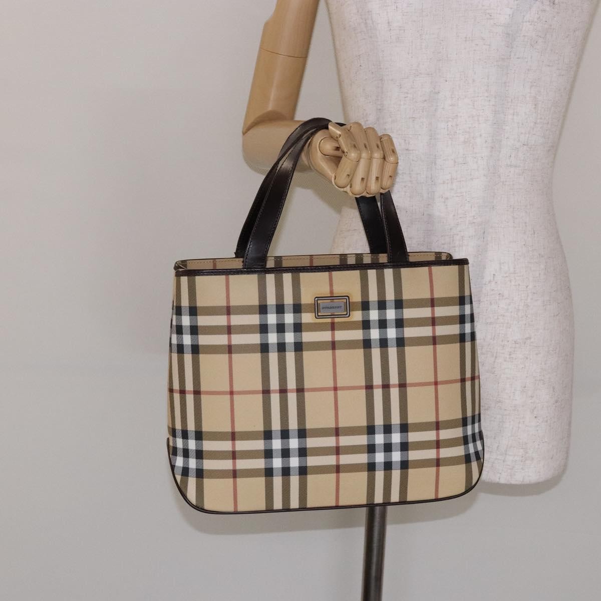 Burberry Vintage Vintage Check Coated Canvas, Beige, Canvas, Tote Bag