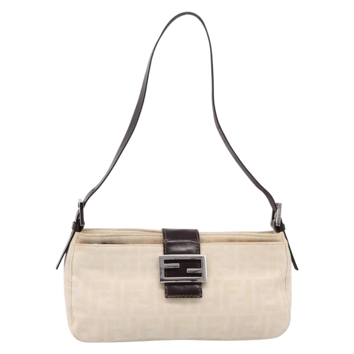 Fendi Baguette Pochette Zucca Canvas, Neutral, Canvas, Clutch