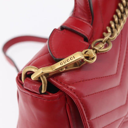 Gucci GG Marmont Top Handle Matelasse Leather, Red, Leather, Handbag