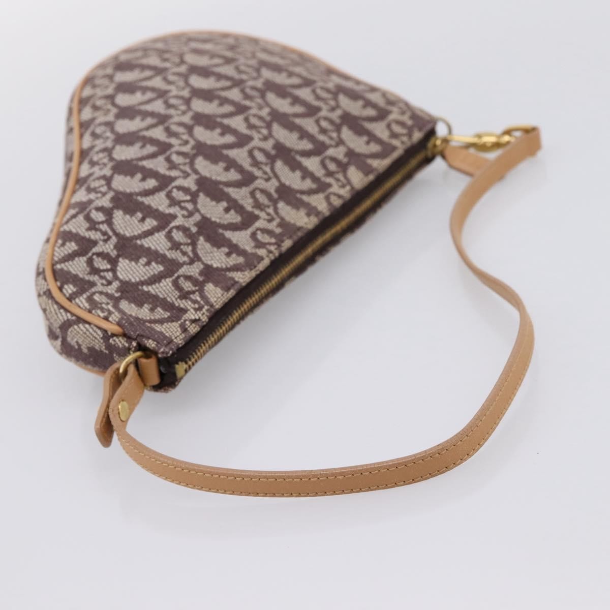 Christian Dior Vintage Saddle Bag Canvas, Brown, Canvas, Clutch