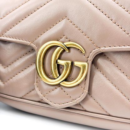 Gucci GG Marmont Flap Matelasse Leather, Beige, Leather, Handbag
