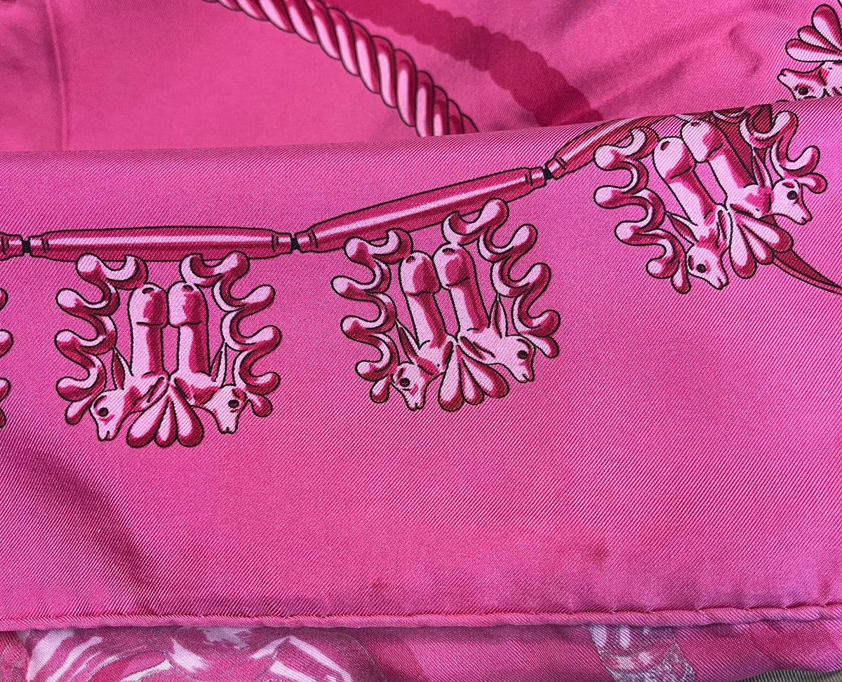 Hermes Carré 90 Silk multicolor, Pink, Silk, Scarf