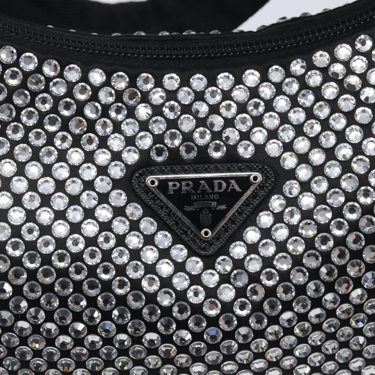 Prada Re-Edition 2000 Hobo Crystal Embellished Satin, Silver, Silk, Shoulder Bag