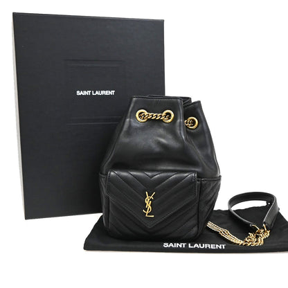 Saint Laurent Joe Bucket Matelasse Chevron Leather, Black, Leather, Handbag