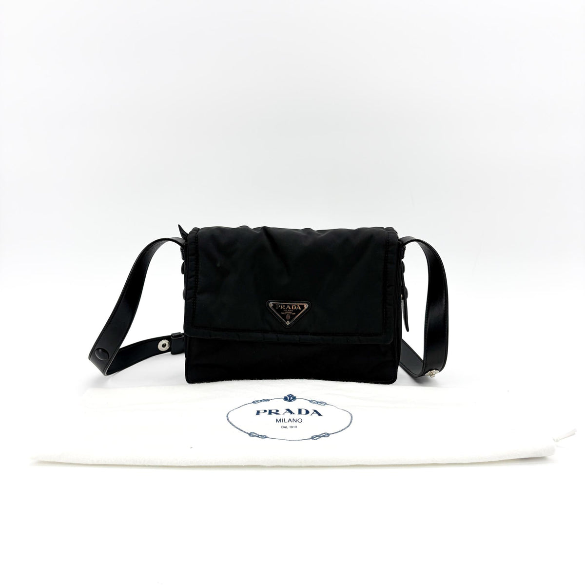 Prada Padded Flap Re-Nylon, Black, Nylon, Shoulder Bag