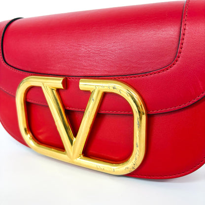 Valentino Garavani Supervee Leather, Red, Leather, Crossbody Bag