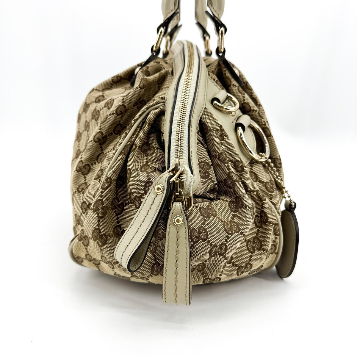 Gucci Sukey GG Canvas with Leather, Beige, Canvas, Tote Bag