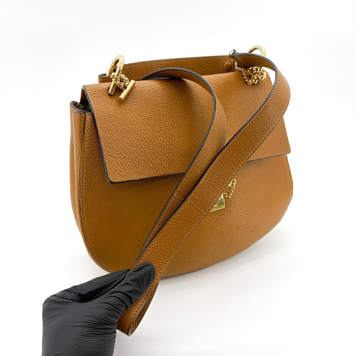 Chloe Drew Leather, Brown, Leather, Crossbody Bag