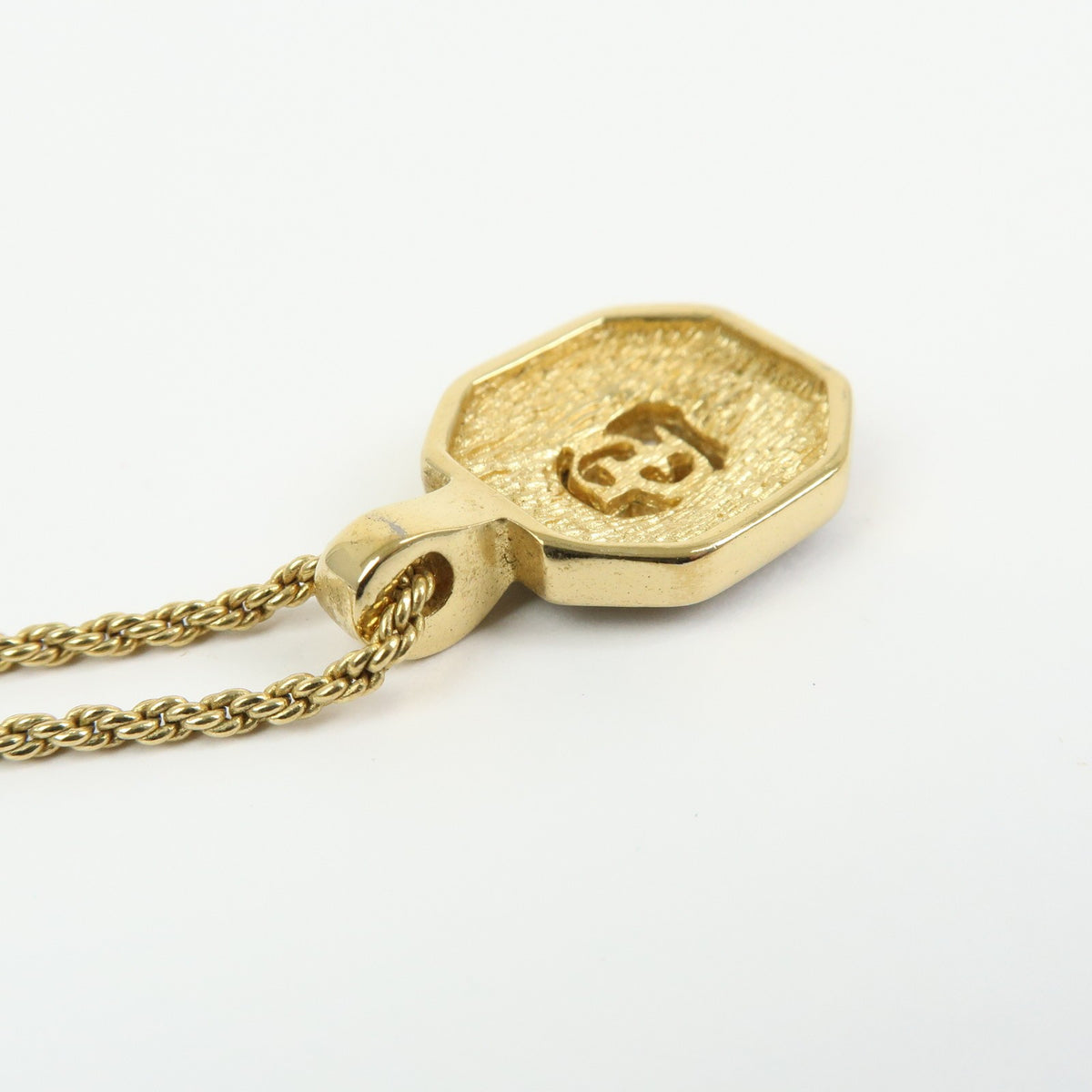 Christian Dior Vintage CD Pendant Metal with Crystals, Gold, Gold Plated, Necklace