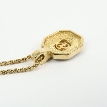 Christian Dior Vintage CD Pendant Metal with Crystals, Gold, Gold Plated, Necklace
