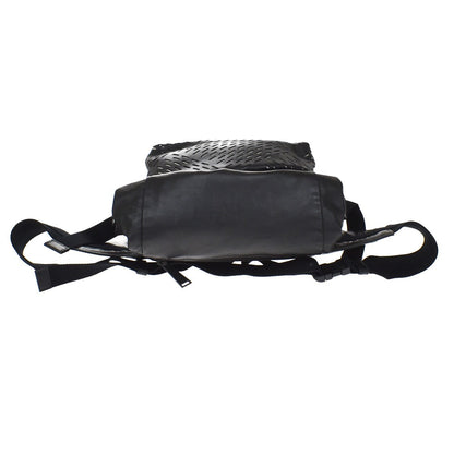 Bottega Veneta Folding Top Belt Perforated Leather, Black, Leather, Handbag