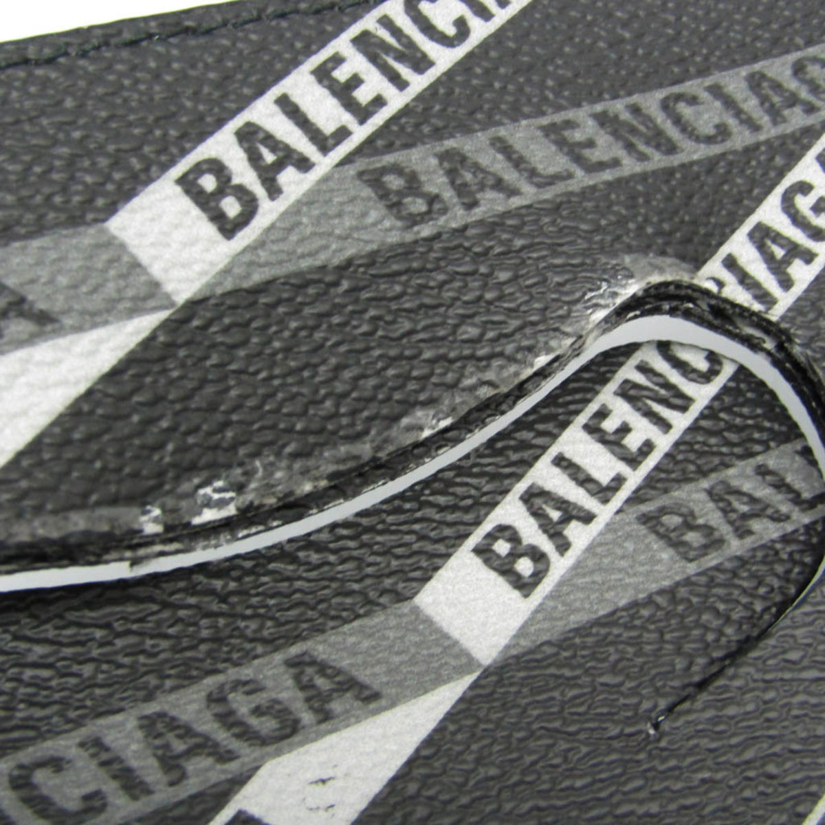 Balenciaga Fold Over Monogram Printed Leather, Black, Leather, Tote Bag