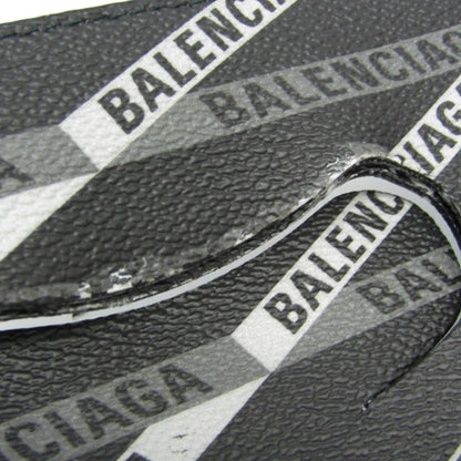Balenciaga Fold Over Monogram Printed Leather, Black, Leather, Tote Bag