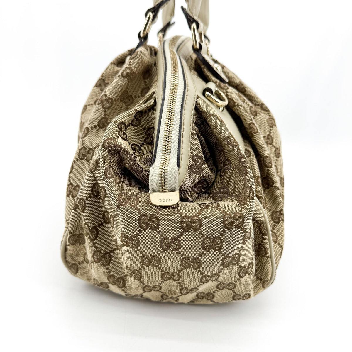 Gucci Sukey GG Canvas with Leather, Beige, Canvas, Tote Bag