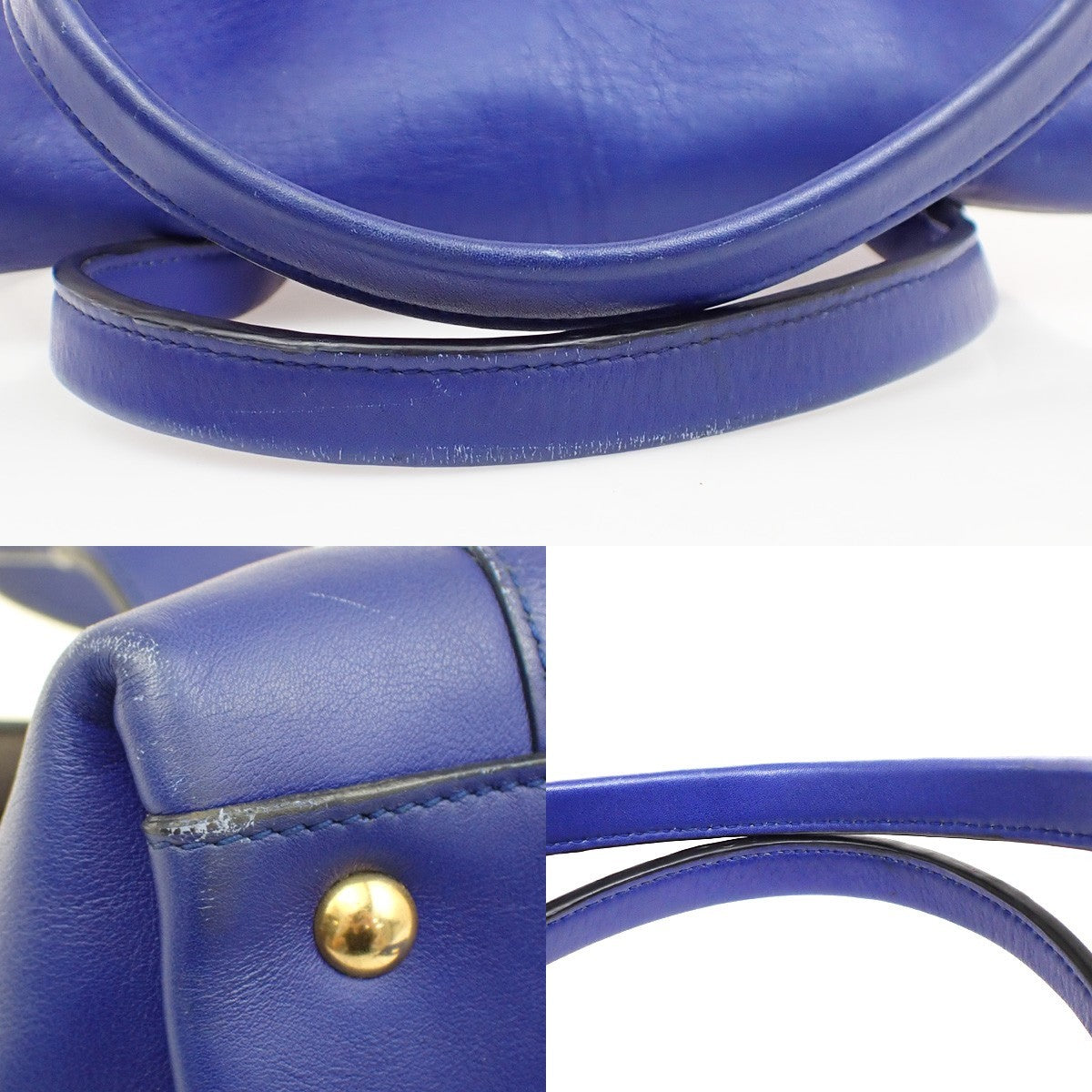 Salvatore Ferragamo Sookie Satchel Leather, Blue, Leather, Handbag